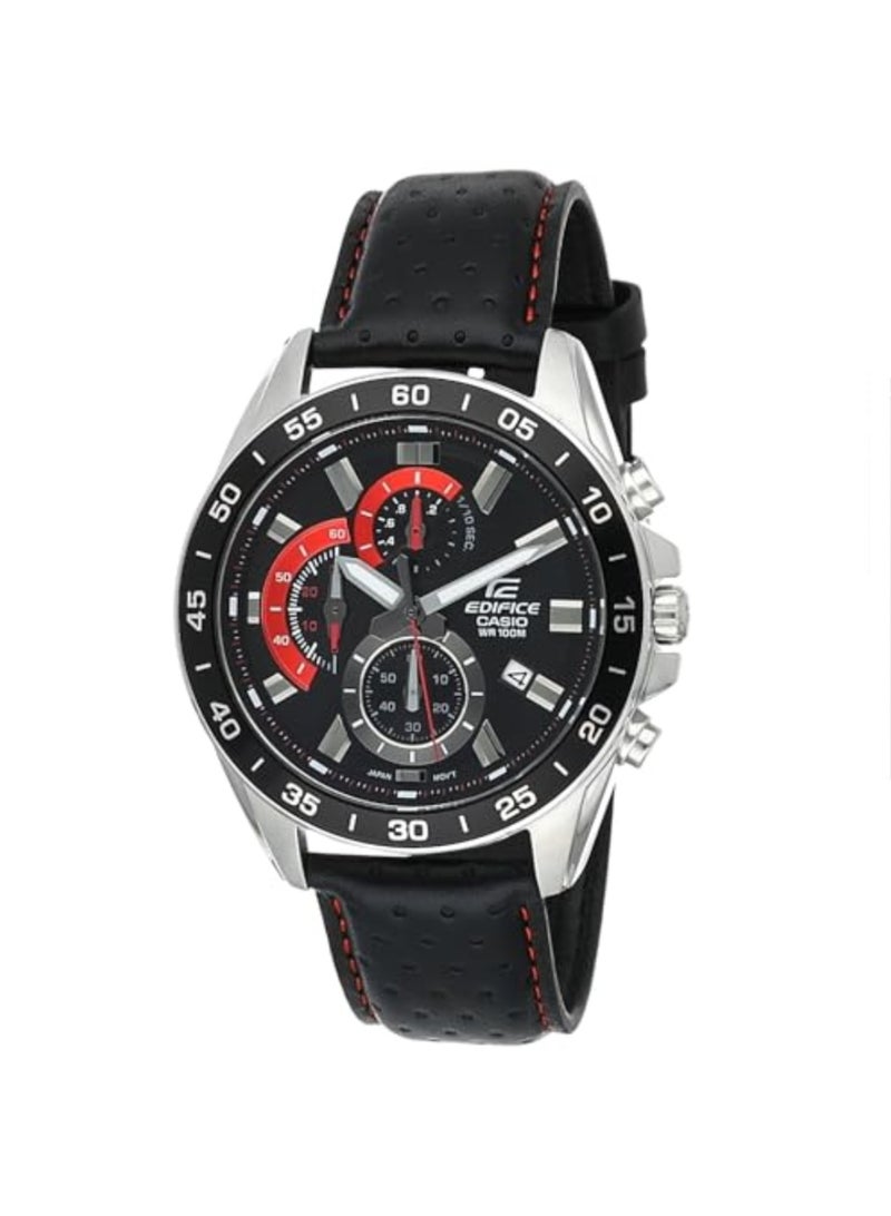 Casio Edifice Men’s Chronograph Watch Black Dial Leather Strap – EFV-550L-1AVUEF